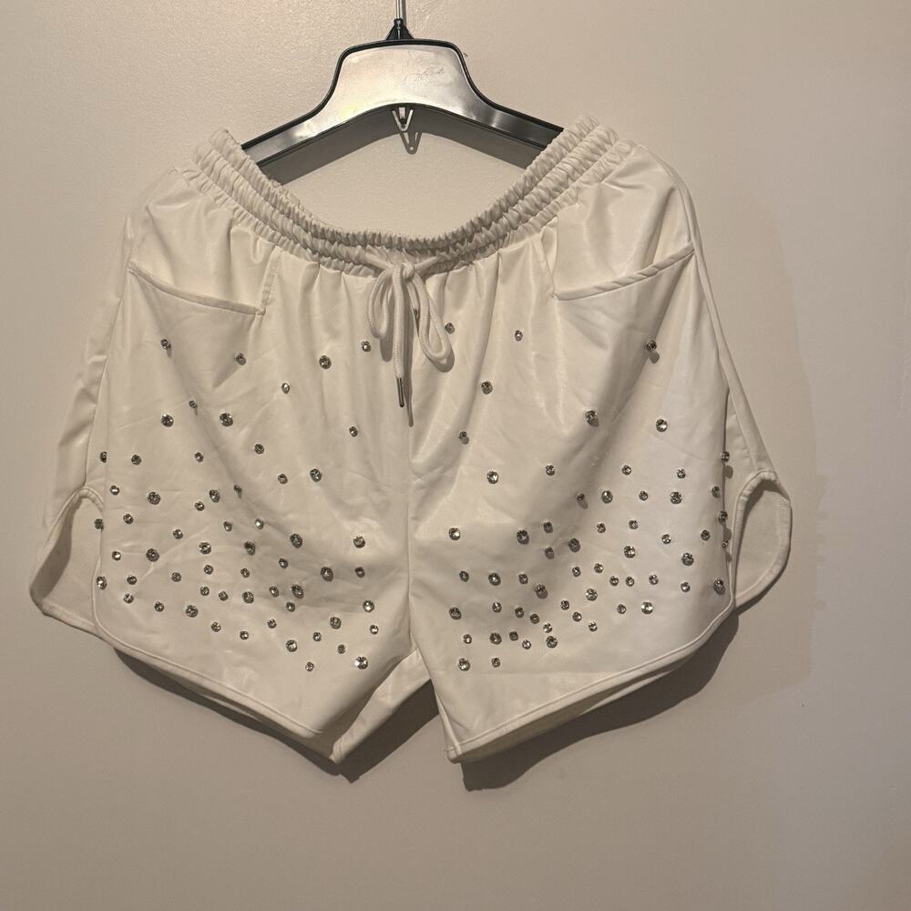 Merigold Kiss Women's 2XL White Shorts Drawstring Elastic Waist